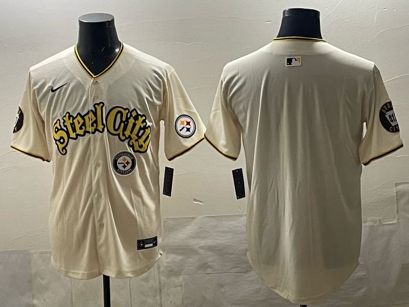 Men 2025 Nike Pittsburgh Steelers Blank Cream Limited NFL Jersey style 03->dallas cowboys->NFL Jersey